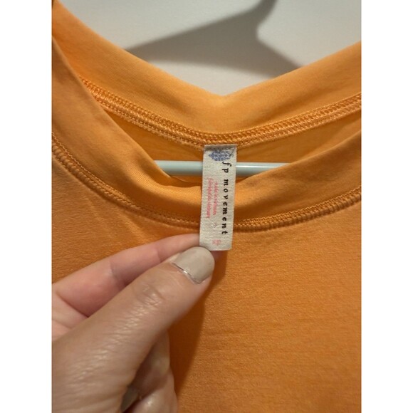 Free People Movement Cadence Layering Tee Top In Orange, Small, New - Picture 3 of 5